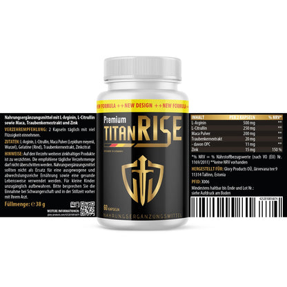 Titan Rise Premium Capsules | With High-Quality Ingredients | For the Active Man | Contents 60 Capsules
