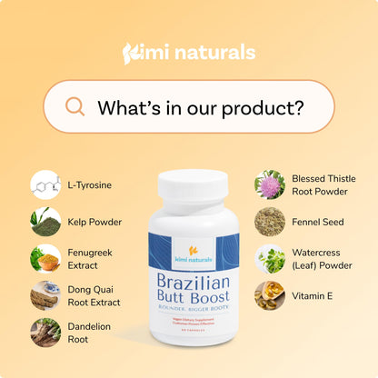 Kimi Naturals Butt Enhancer Pills - Tightening and Butt Lifting Supplements for Bigger Booty and Curvy Hips - Fast Growth Bum Enhancement 60 Capsules KIMIBuy Supplements Australia