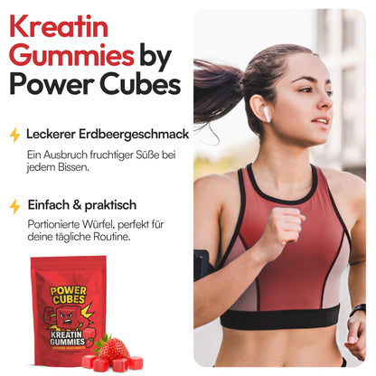 Power Cubes Creatine Gummies - 4000 mg per Serving - High Dose, Vegan & Sugar Free - No Additives, Genetic Engineering & Gluten - (30 Servings