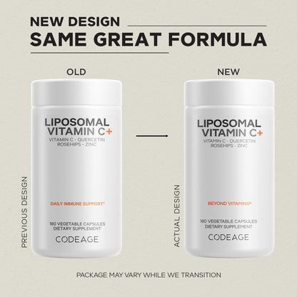 Codeage Liposomal Vitamin C 1500mg with Zinc, Elderberry, Citrus Bioflavonoids Grapefruit, Lemon, Orange Powder, Quercetin & Rose Hips Fruit – Vegan Supplement - Non-GMO, Vegan Pills, 180 Capsules CodeageBuy Supplements Australia