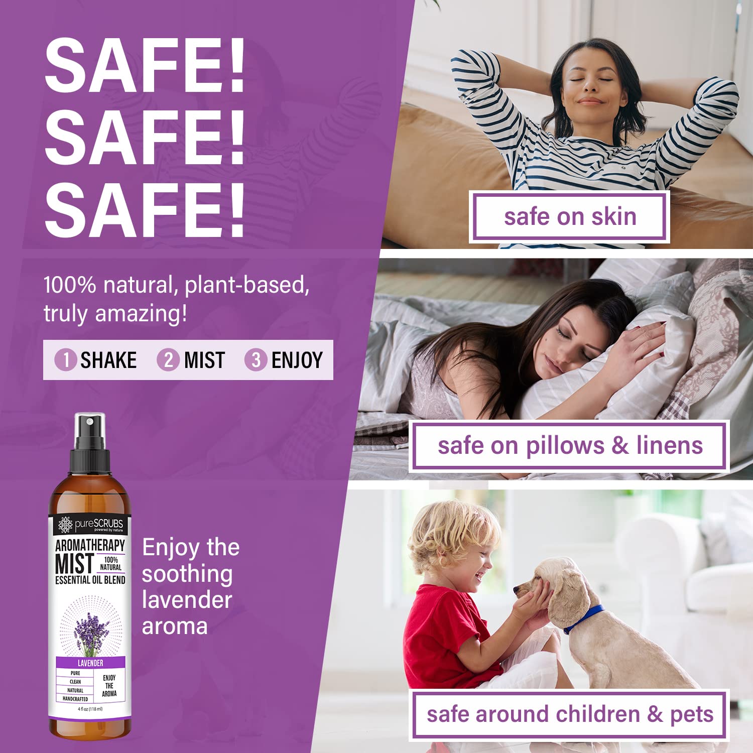 Shake, Mist & Enjoy - pureSCRUBS Premium Lavender Aromatherapy Spray Mist for Room, Body, Linens pureSCRUBSBuy Supplements Australia
