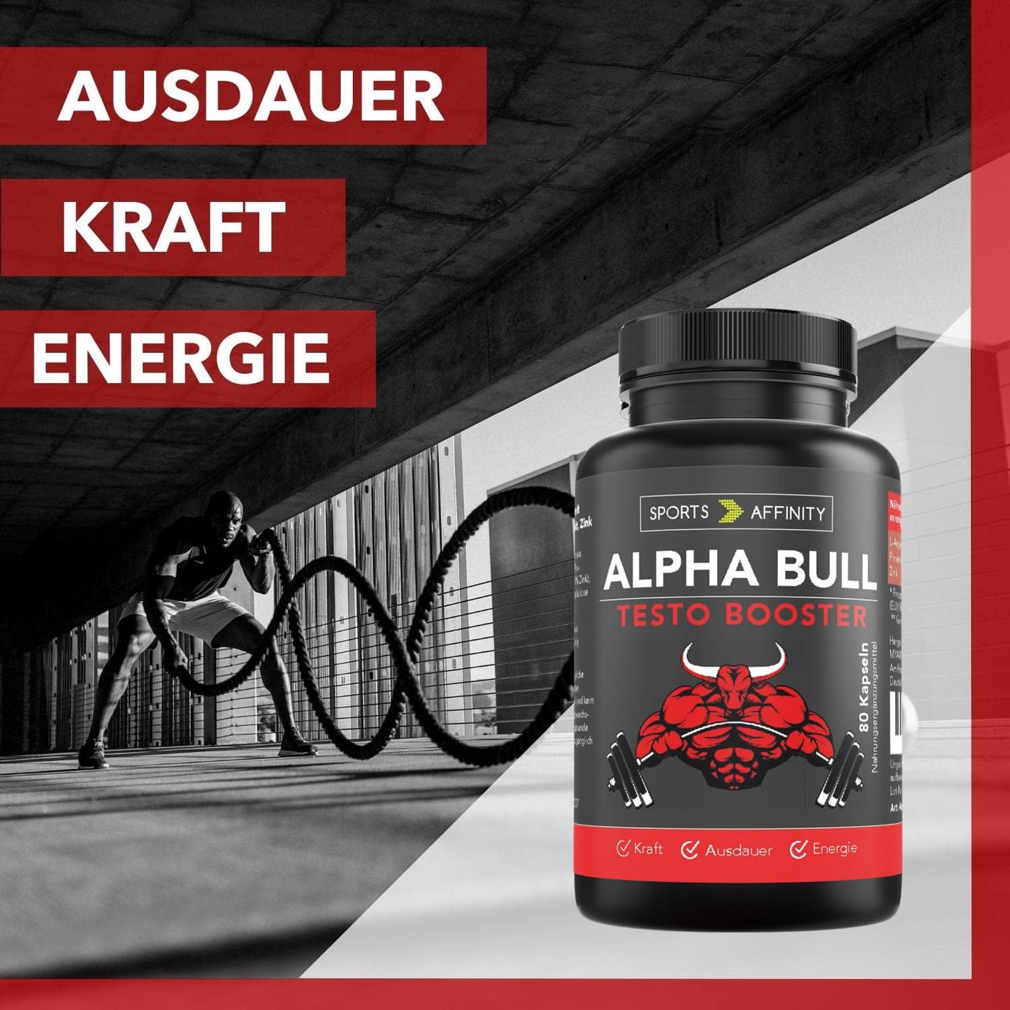 Alpha Bull - High Dose L-Arginine Capsules with Zinc and Pine Bark Extract - Natural, Vegan & Fermented - 160 Capsules, Pack of 2