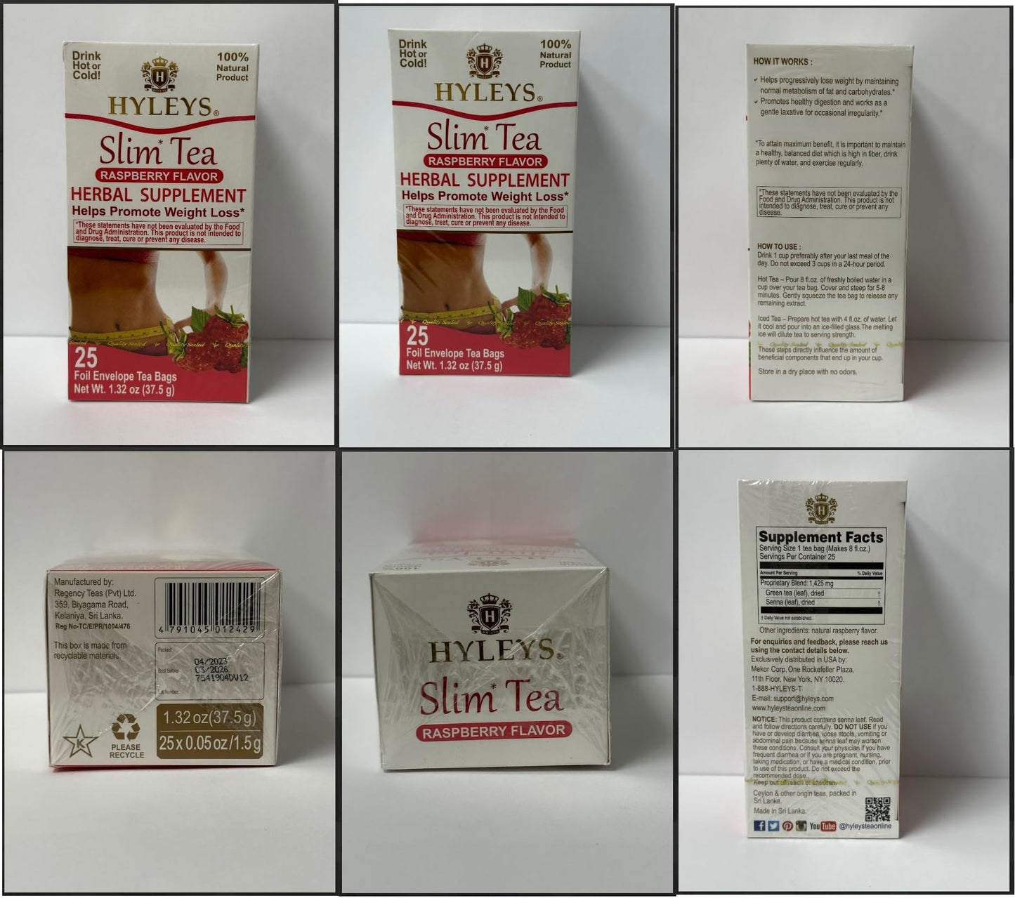 Hyleys Slim Tea Raspberry Flavor - Weight Loss Herbal Supplement Cleanse and Detox HYLEYSBuy Supplements Australia