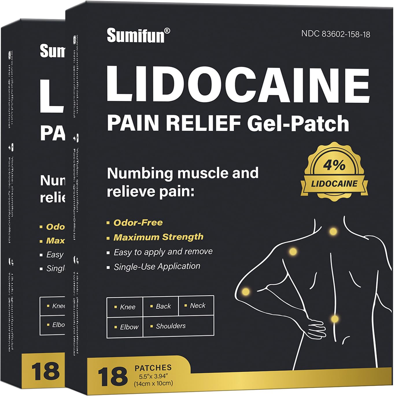Sumifun 4% Lidocaine Pain Relief Patches - 36 Count Patches for Back, Shoulder, Muscle, Joints, Knee Pain Relief - Lower Back Pain Relief Products - Pain Patches Maximum Strength Lidocaine SumifunBuy Supplements Australia