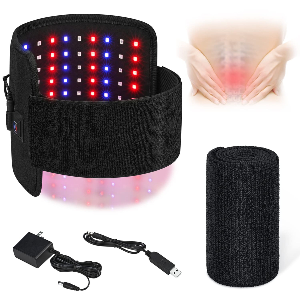 LPSAFP Red Light Therapy Belt for Body, Wearable Device with Blue, red and Near Infrared Light