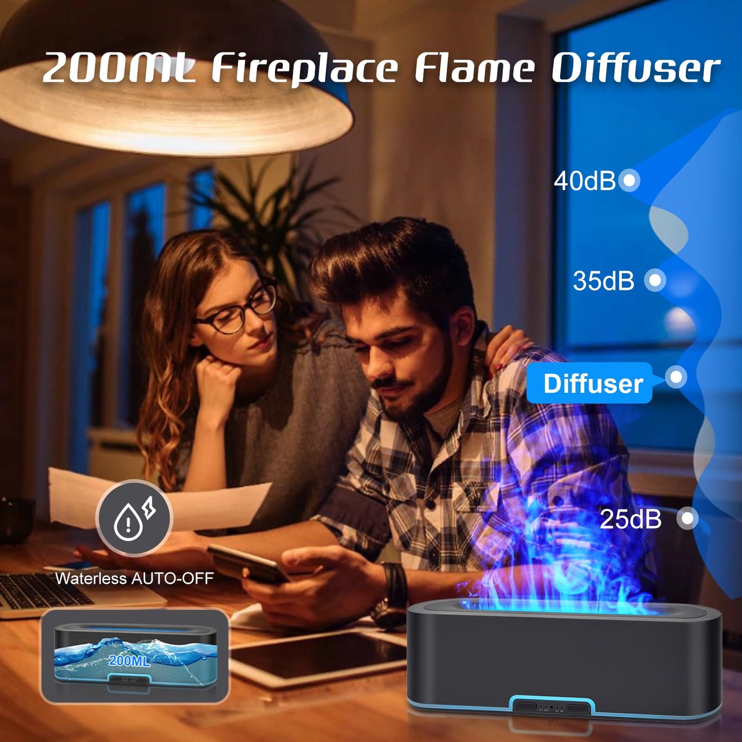 Jpord Flame Fire Essential Oil Diffuser,200ml Aromatherapy Diffuser,Fire Cool Mist Scent Diffuser JpordBuy Supplements Australia