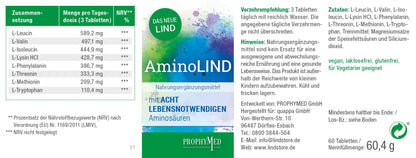 AminoLIND - Premium Essential Amino Acids to Support Fitness and Wellbeing - 60 Capsules