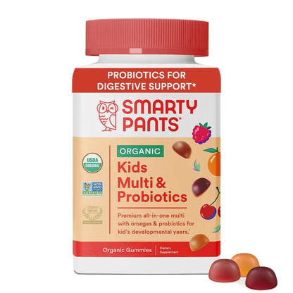 SmartyPants Organic Kids Multivitamin Gummies: Probiotics, Omega 3 (ALA) & Kids Multivitamin Gummies and Fiber Supplement: Omega 3 Fish Oil (EPA/DHA), Vitamin D3, C, Vitamin B12 SmartyPantsBuy Supplements Australia
