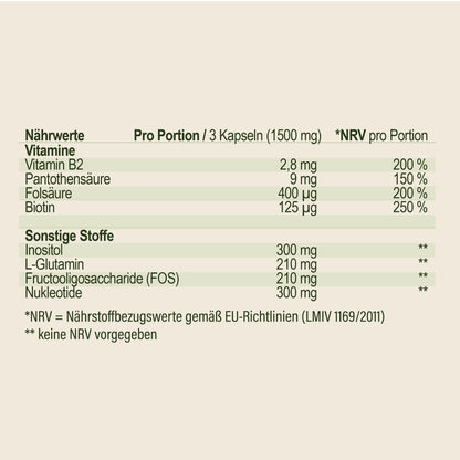 hu´care® Microbiome Plus (+) - Nucleotide Blend Intestaid® with 300 mg Nucleotides and 210 mg L-Glutamine per Daily Serving, FOS, Amino Acids and B Vitamins - Supplements Hu´care® Microbiome - 90