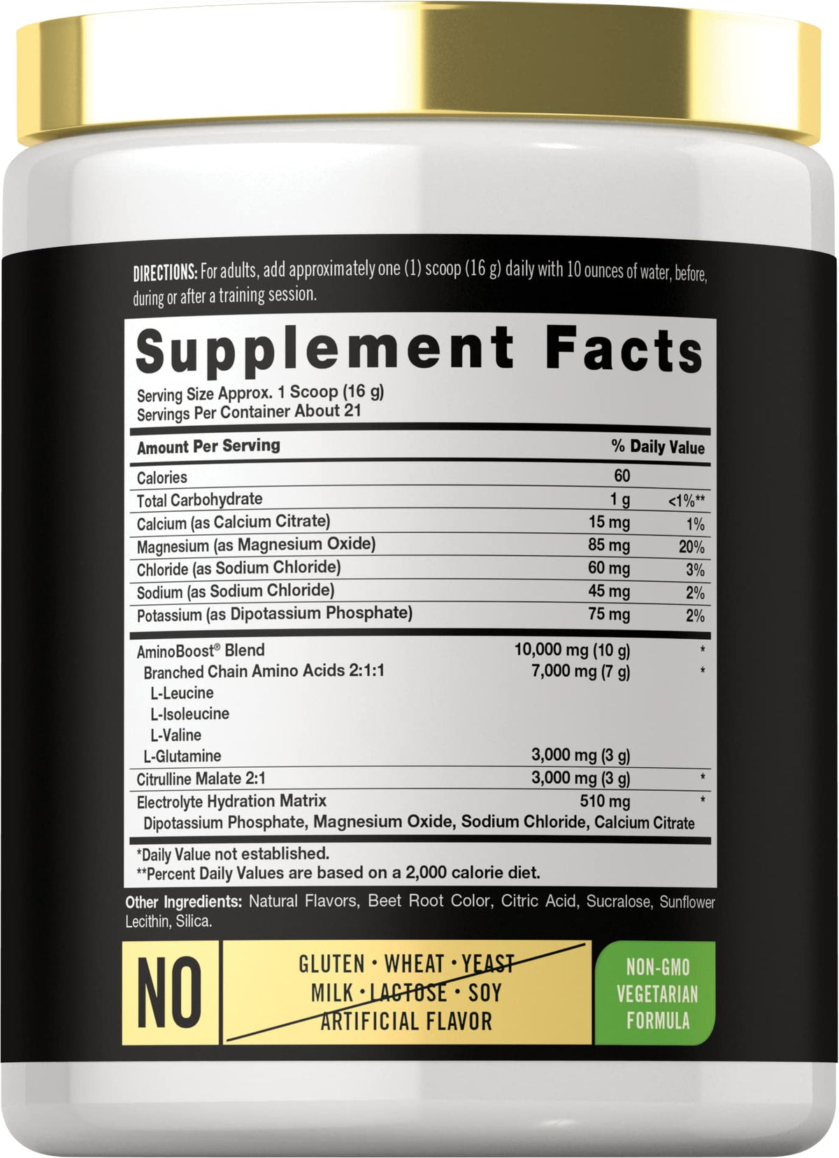 Carlyle Stim Free Pre Workout Powder | BCAA Amino Acids | 7g BCAA | Fruit Punch Flavor | Non-GMO and Gluten Free Supplement