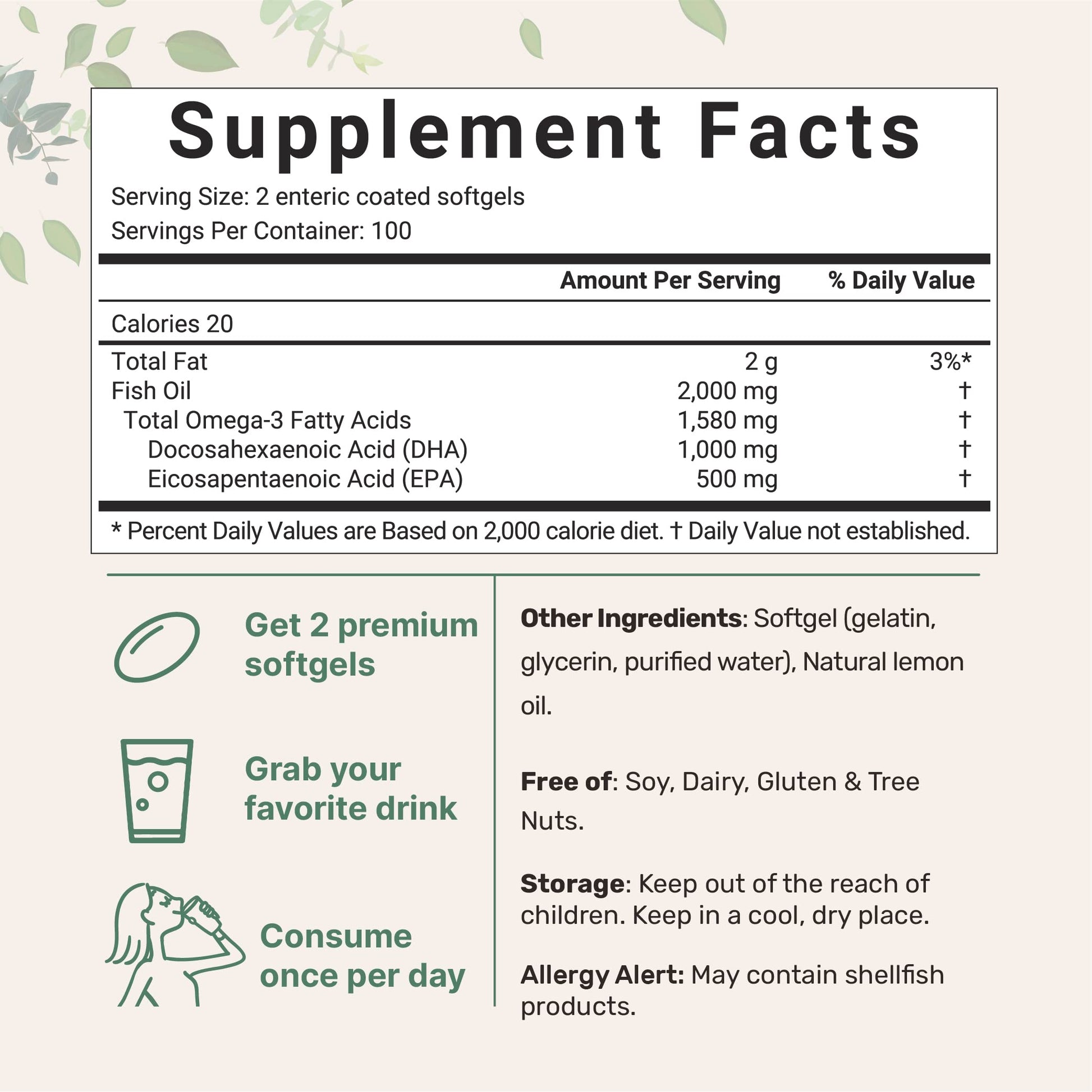 Omega 3 Fish Oil DHA Supplements 1000mg with EPA 500mg, 200 Softgels Micro IngredientsBuy Supplements Australia