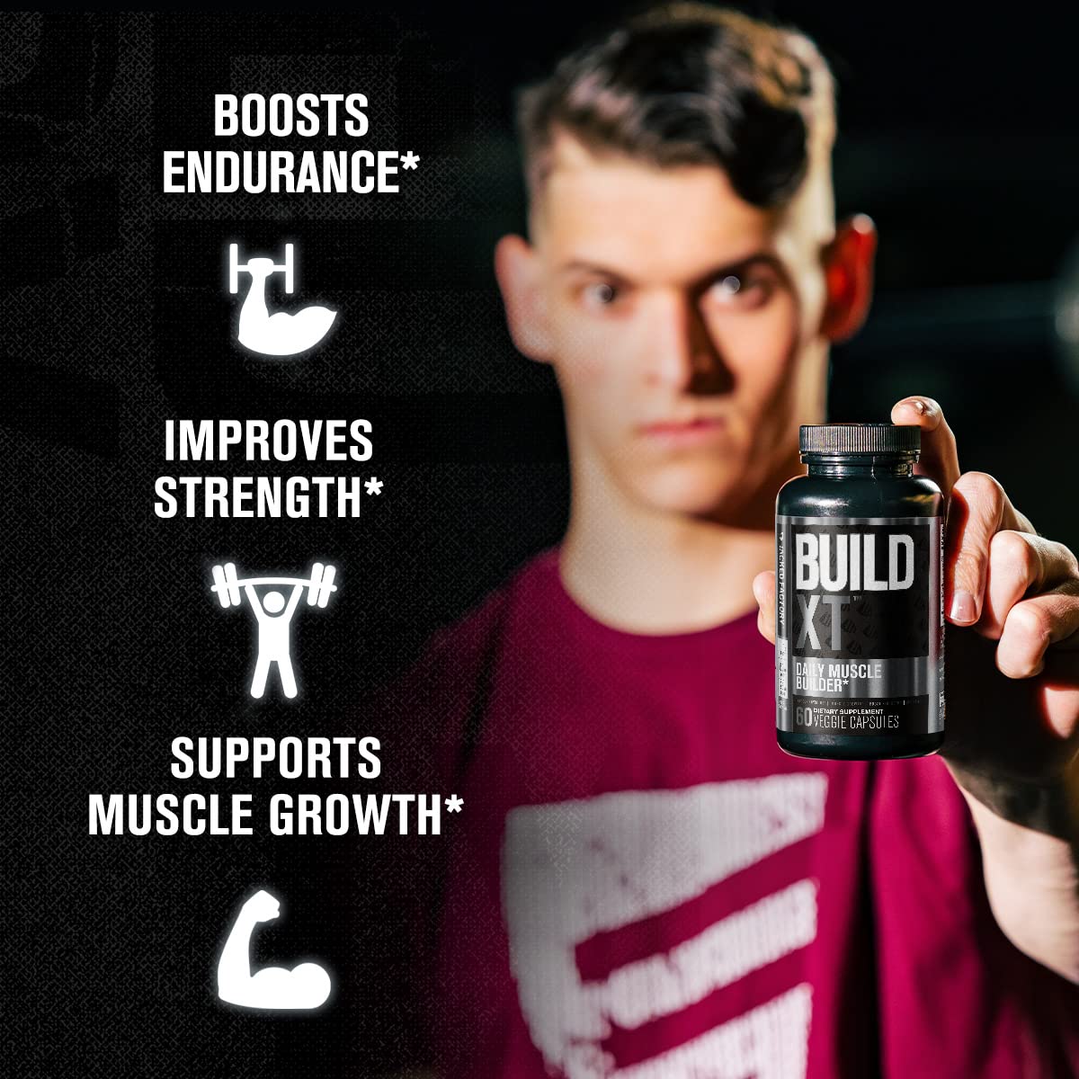 Jacked Factory Nitrosurge Pre-Workout in Arctic White & Build XT Muscle Building Bundle for Men & Women