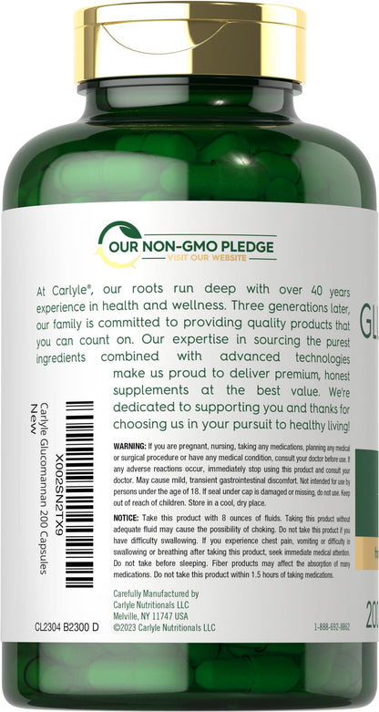 Carlyle Glucomannan Capsules | 200 Count | Soluble Fiber Pills | Non-GMO CarlyleBuy Supplements Australia