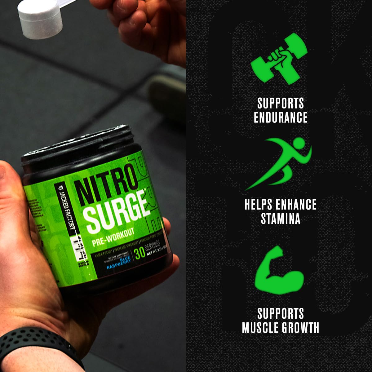 Jacked Factory Pre Workout Stack - N.O XT Nitric Oxide Booster & NITROSURGE High Energy Pre Workout Fuel