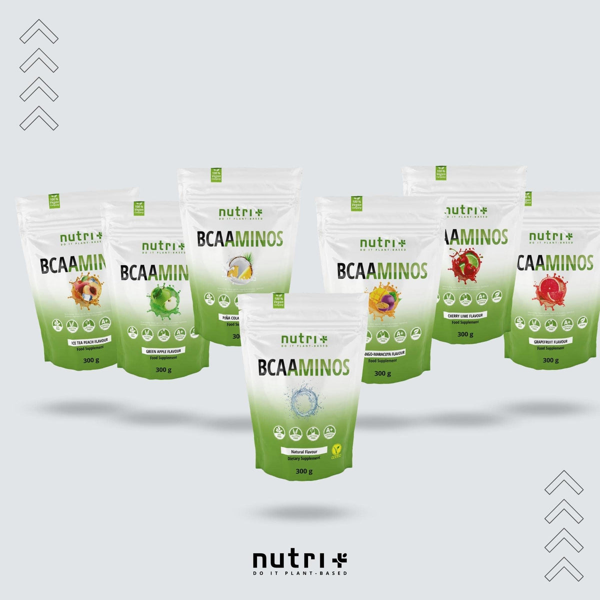Nutri + BCAA Powder 600 g Cherry Lime - Amino Acids Complex High Dose - BCAAminos Instant Powder Cherry Vegan - Amino Acid 2:1:1 L-Leucine L-Isoleucine L-Valine - Amino Acid Complex