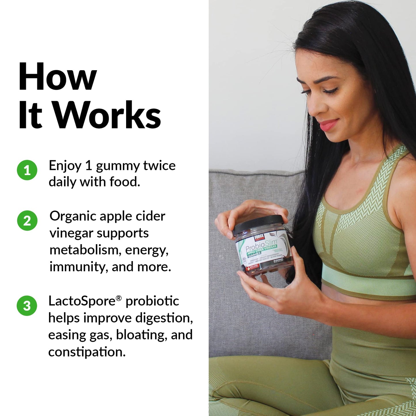 FORCE FACTOR ProbioSlim Apple Cider Vinegar Gummies, 3-Pack, with Organic Apple Force FactorBuy Supplements Australia