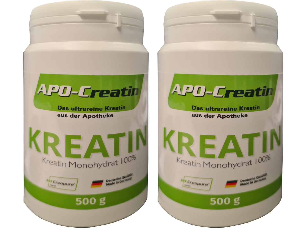 APO Creatine Powder 2 x 500 g High Dose Pure Creatine Monohydrate Creapure