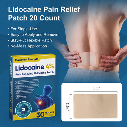 Teemofe 4% Lidocaine Pain Relief Patches – Maximum OTC Strength, Fast-Acting Targeted Relief, 30 Count, for Muscle & Joint Discomfort - 589 TeemofeBuy Supplements Australia