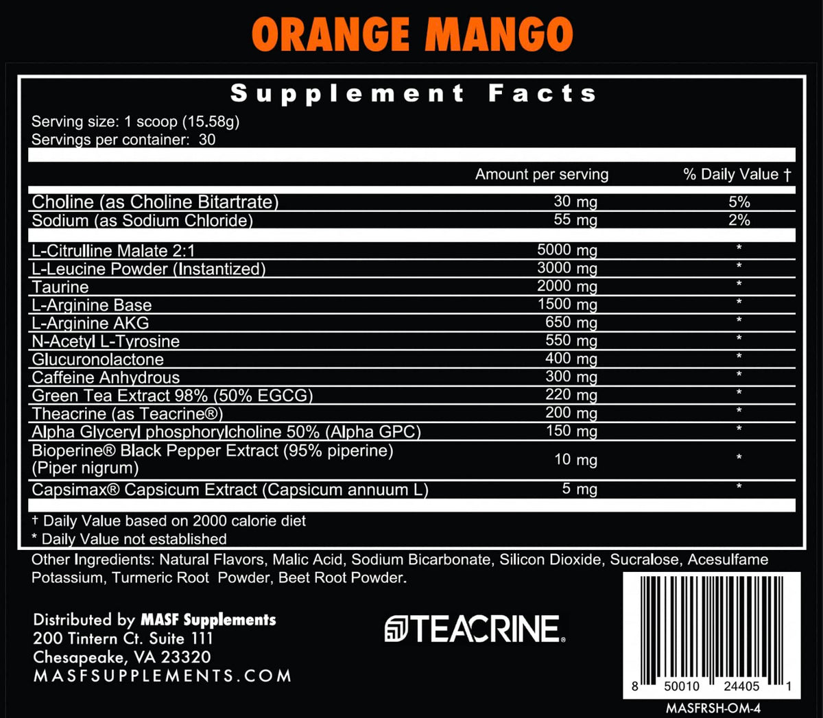 MASF Rush Pre-Workout (Orange-Mango)