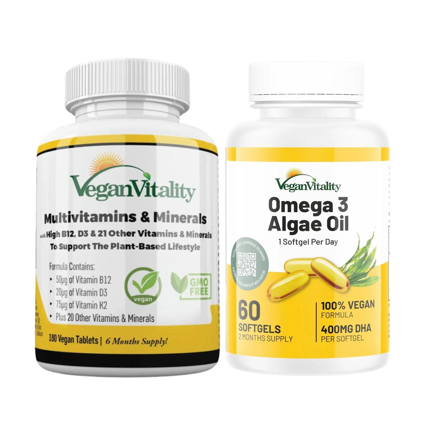 Vegan Vitality Immunity Booster Bundle 6 Months - Vegan Multivitamins and Vegan Omega 3 Algae Oil. High Strength Plant Based Formula for Immunity Vegan VitalityBuy Supplements Australia