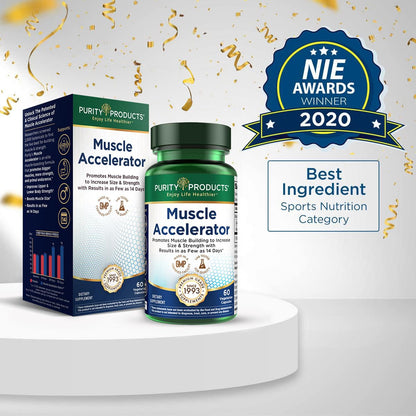 Purity Products Muscle Accelerator 650 mg Patented & Clinically Tested Muscle Accelerator Blend of Ayurvedic Herbal Extracts Promotes Strength, Endurance + Muscle Growth - 60 Veg Caps Purity ProductsBuy Supplements Australia