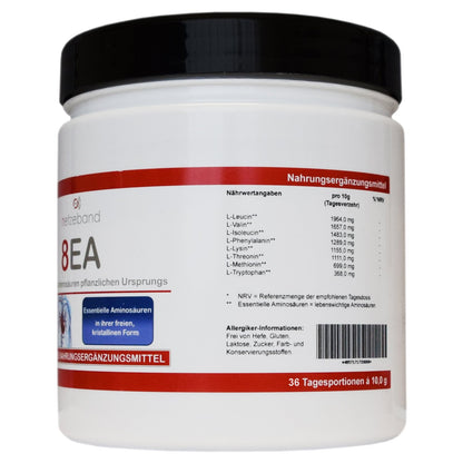 8EA - 8 Essential Amino Acids Vegan in Optimal Ratio L-Leucine, L-Valine, L-Isoleucine, L-Phenylalanine, L-Lysine, L-Threonine, L-Methionine and L-Tryptophan