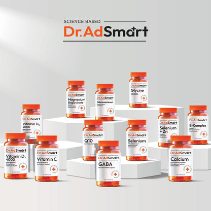 Dr.AD Smart L-Lysine - 1000 mg Lysine Per Daily Dose - Essential Amino Acid to Support Normal Immune Function - 60 Capsules - Laboratory Tested, High Dose - GMP Quality