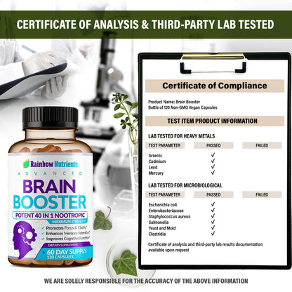 40-in-1 Brain Booster Supplements for Memory, Focus, Clarity, Energy, Performance Rainbow Nutrients, LLCBuy Supplements Australia