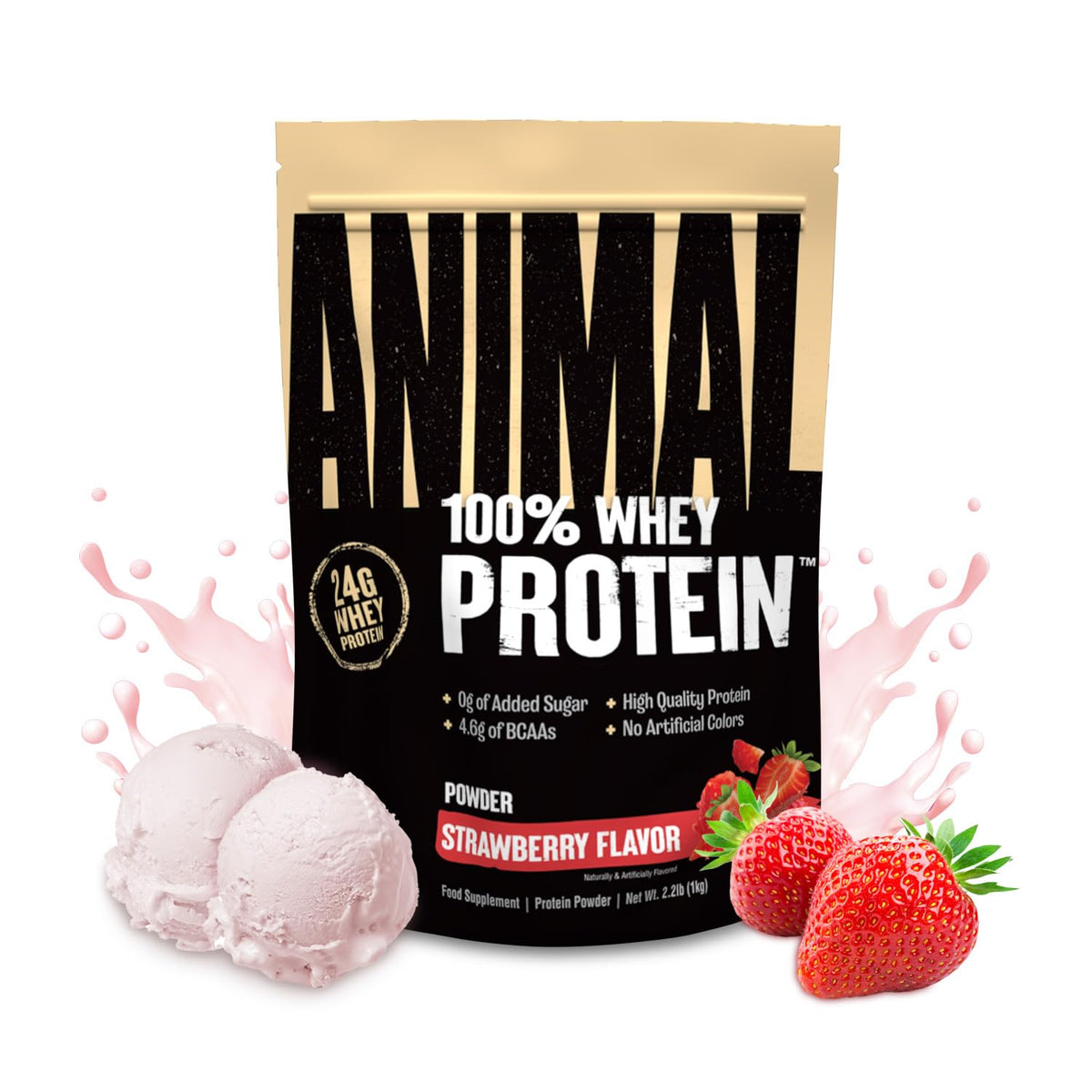 Animal 100% Whey Protein Powder – Whey Blend for Pre- or Post-Workout, Recovery or an Anytime Protein Boost– Low Sugar – Strawberry, 1 kg