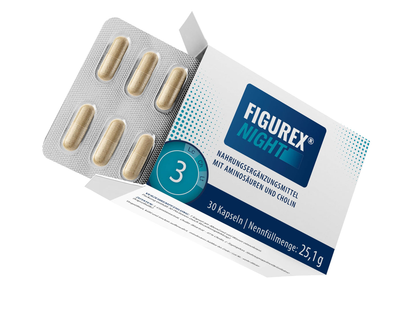 FIGUREX Night Metabolism Capsules with Choline for the Night, Innovative Formula with L-Tryptophan, L-Carnitine, 30 Capsules