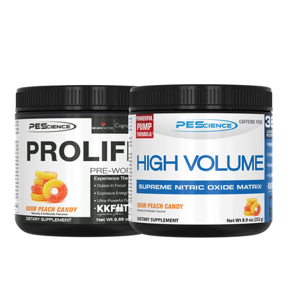 PEScience High Volume + Prolific Pre-Workout Stack, Powerful Nitric Oxide & Energy