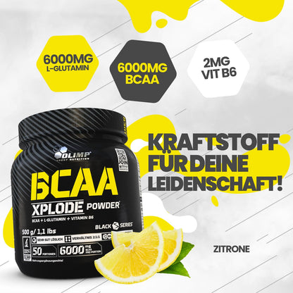 Buy ​Olimp Sport Nutrition BCAA Xplode Powder Dietary supplement in powder form, composed of branched-chain amino acids, L-glutamine and vitamin B6 Flavour: Lemon (500 g) - OmniHealthRx Usa supplements