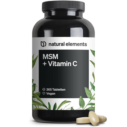 MSM with Natural Vitamin C - 365 Vegan Tablets - 2000 mg MSM per Daily Dose – High Dose