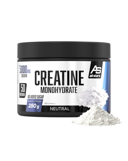All Stars Creatine Monohydrate Powder High Dose 250 g Vegan | 100% creatine monohydrate 5000 mg per daily ration, without added sugar and artificial additives, lactose and gluten free
