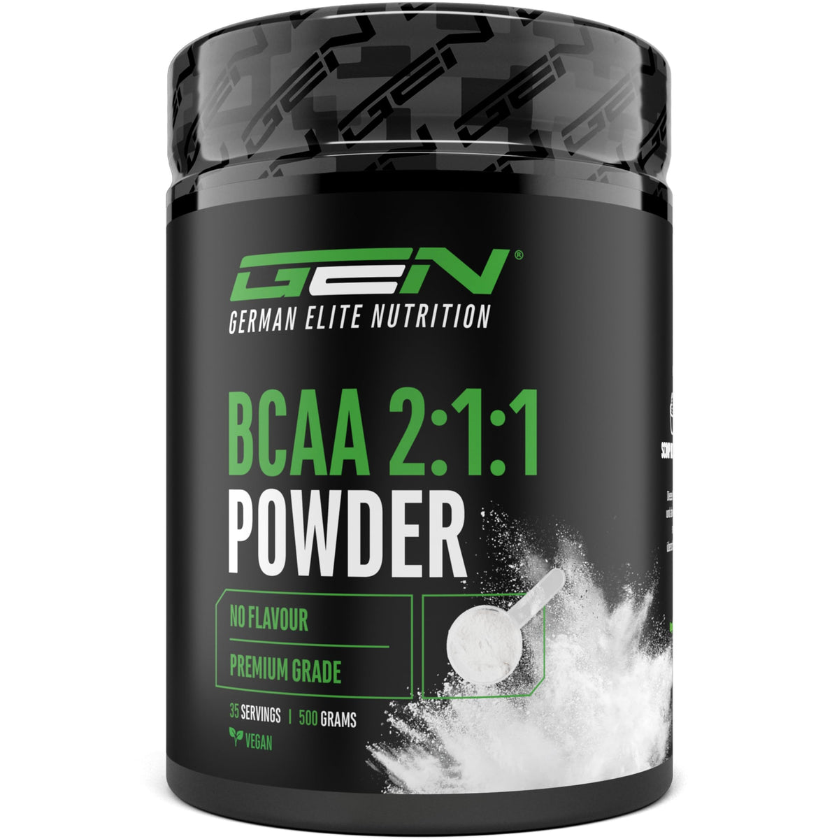 Gen German Elite Nutrition BCAA 2:1:1 Powder - 500 g - 35 Applications | With leucine - isoleucine - valine - neutral in taste - vegetable fermentation - without unnecessary additives - vegan