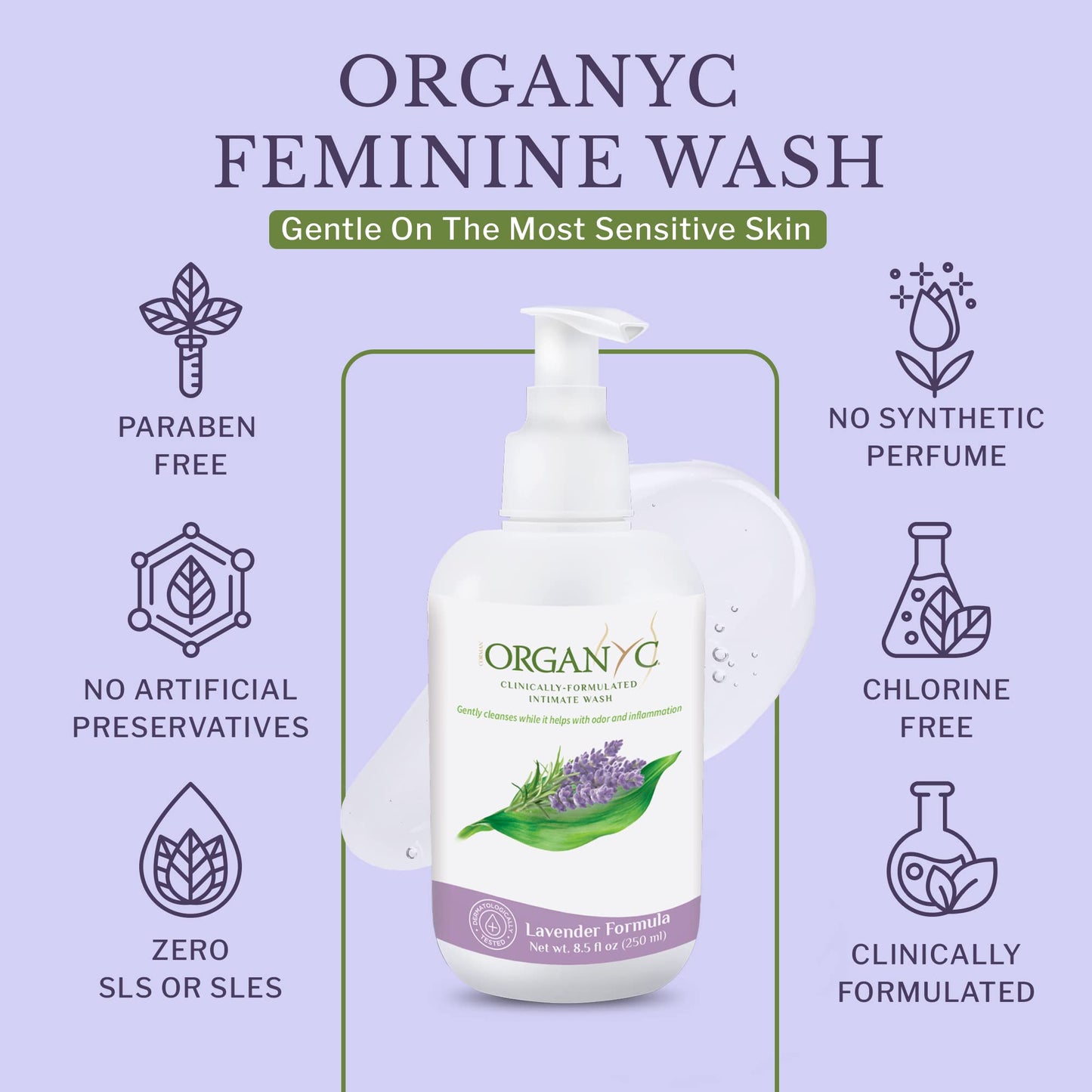 Organic Intimate Wash with Lavender Essential Oils & Flower Extracts, Gentle Cleansing Feminine OrganycBuy Supplements Australia