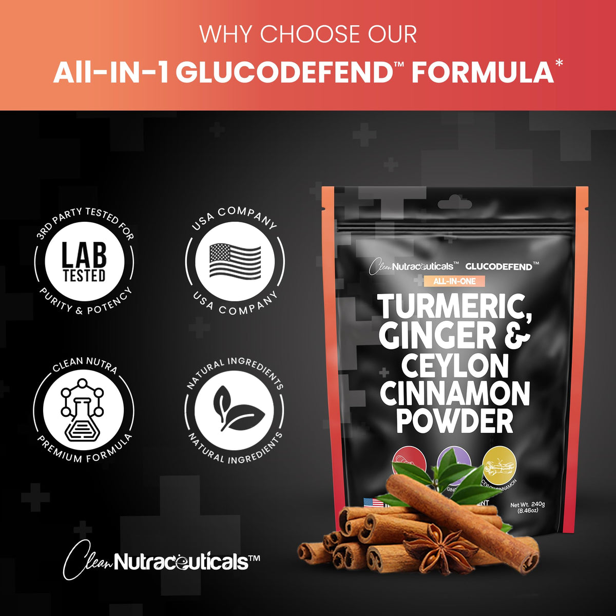 3in1 Turmeric Curcumin Ginger Root & Ceylon Cinnamon Powder Suppleme