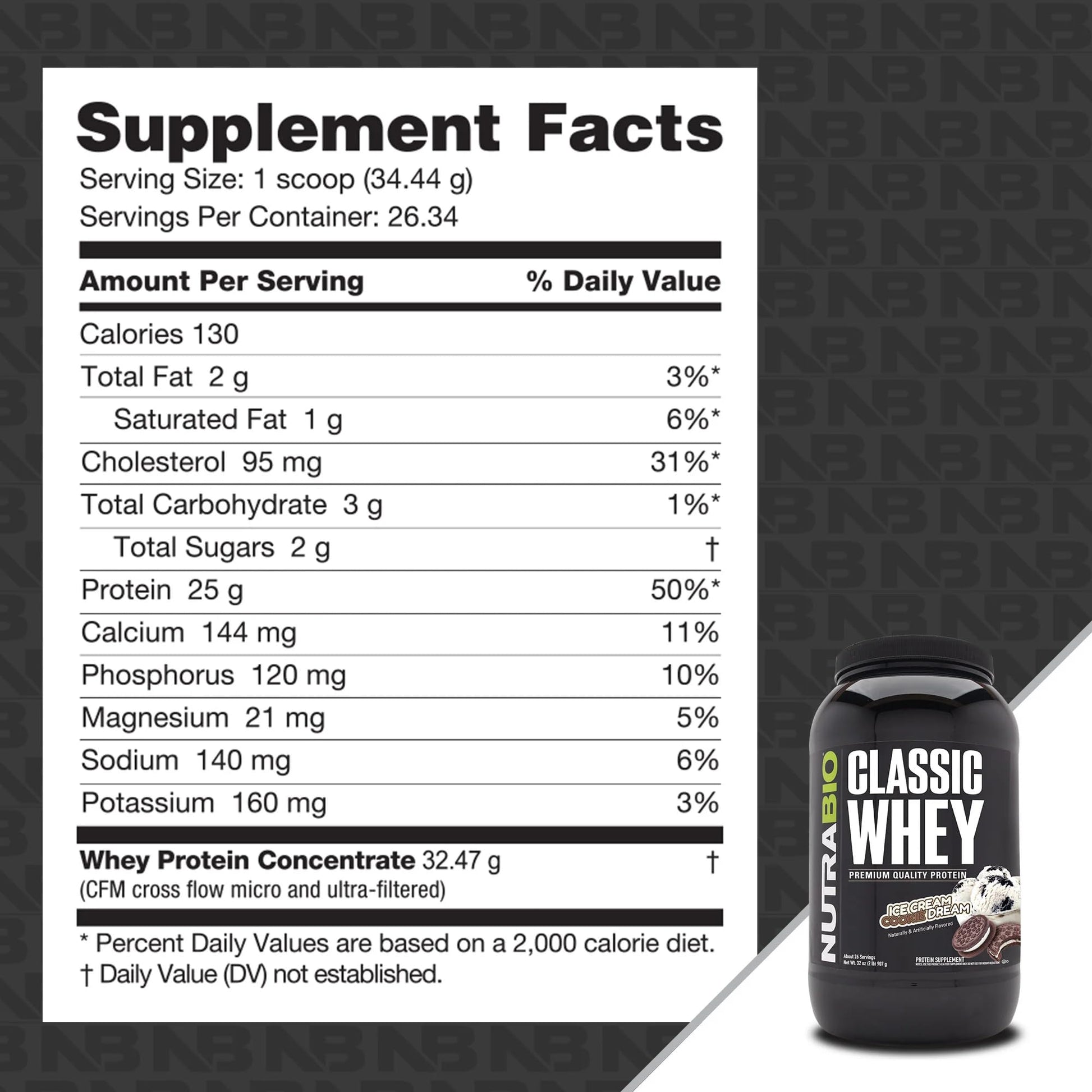 NutraBio Classic Whey Protein Powder- 25G of Protein Per Scoop - Ice Cream Cookie NutraBioBuy Supplements Australia
