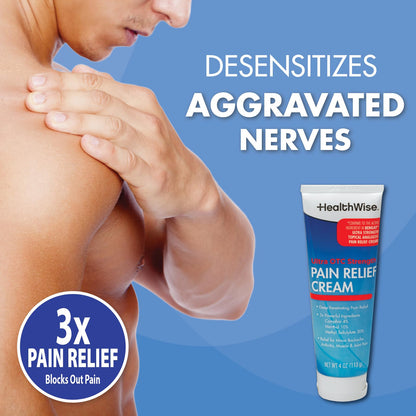 HealthWise Pain Relief Cream | Ultra OTC Strength | 4% Camphor + 10% Menthol + 30% Methly Saliclylate | Non-Greasy Formula | 4.0 Oz | Topical Analgesic HealthWiseBuy Supplements Australia