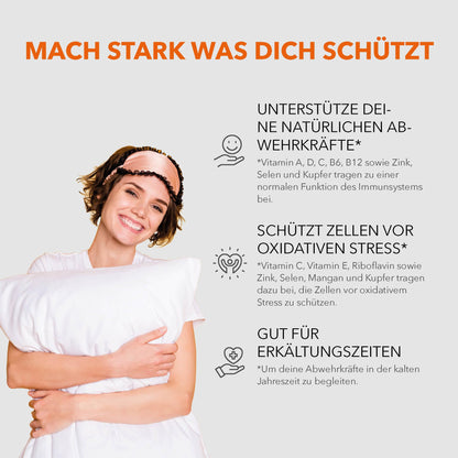 smartsleep Immune - Immune Nutrient Complex with Vitamin C, D, Zinc & Selenium - Dietary Supplement for the Immune System - Vegan - Made in Germany - 7 Ampoules