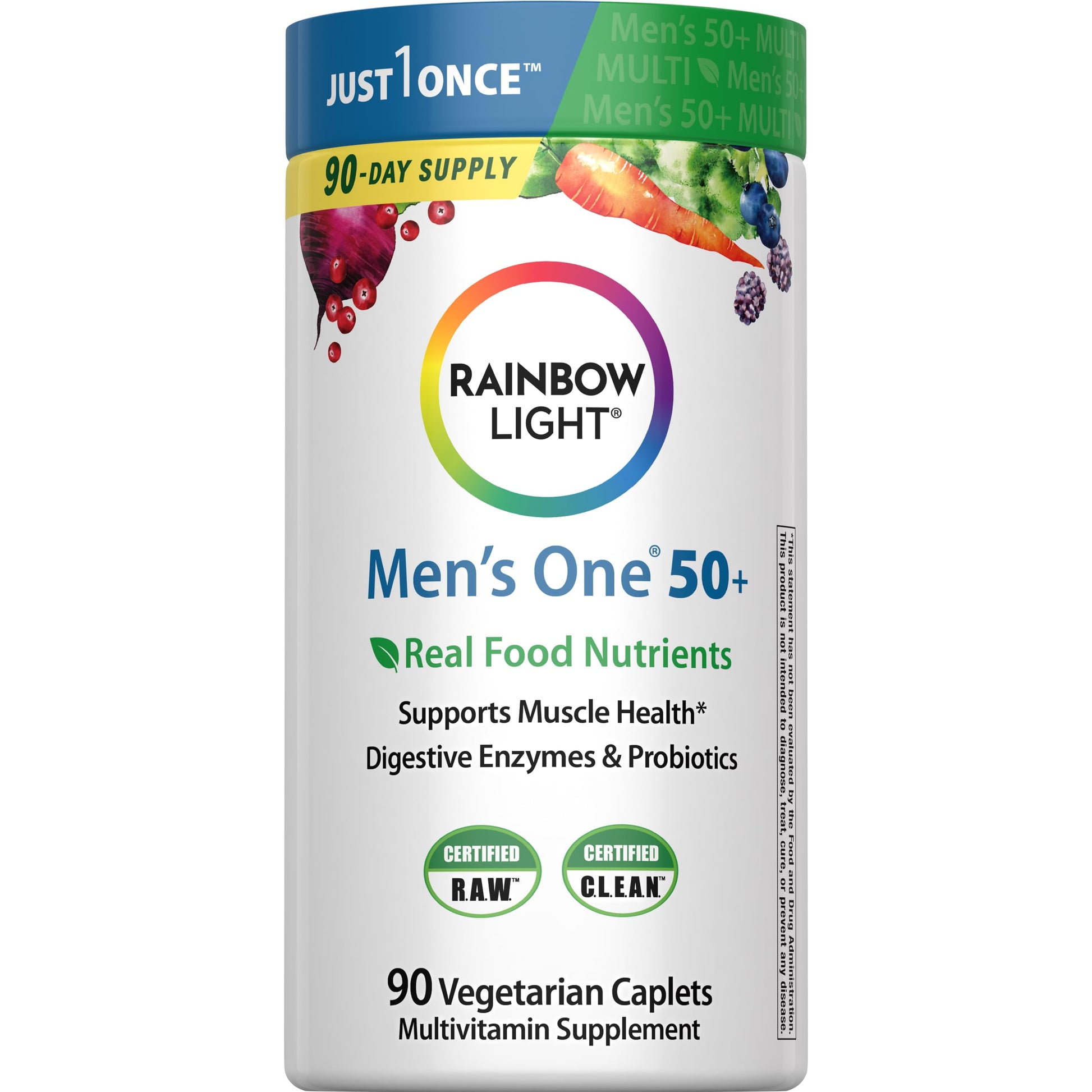 Rainbow Light Mens Multivitamin One + for 50 Plus | 90 Caplets | Supports Muscle Health | with Vitamins C, D, and Zinc Rainbow LightBuy Supplements Australia