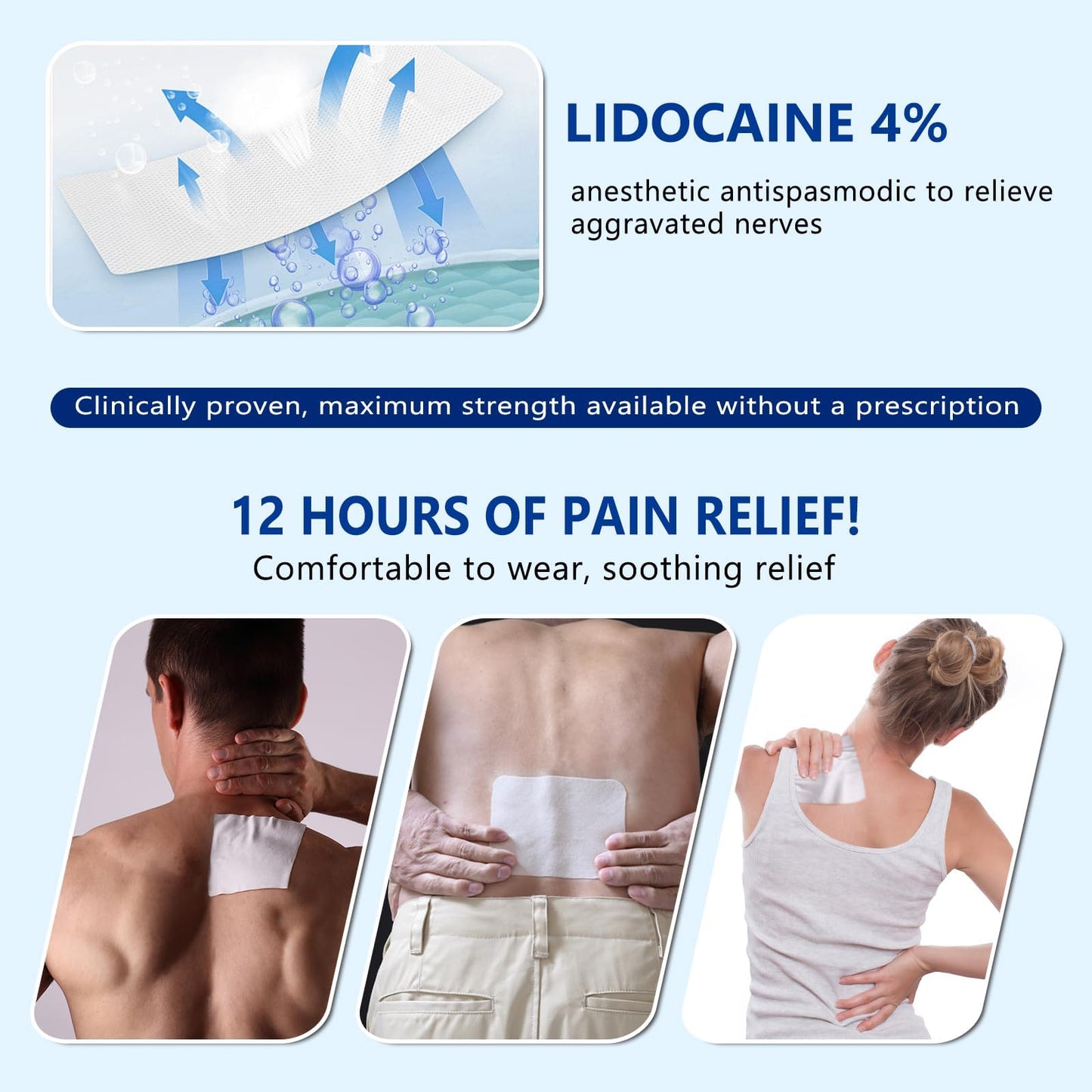 KIbabyDI Professional Lidocaine Pain Relief Patches - 20 Count | 4% Medicated Gel Patches for Targeted Joint & Muscle Comfort | Long-Lasting 12-Hour Relief, Ultra-Flexible Design -lb263 KIbabyDIBuy Supplements Australia