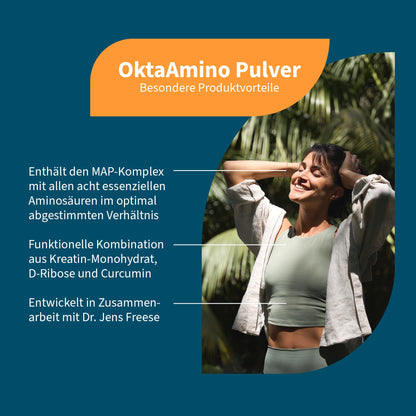 NatuGena OktaAmino Powder, High Dose MAP Complex with All Eight Essential Amino Acids, Amino Acid Complex with High Bioavailability, Magnesium, Zinc and Vitamin B6, 750 g (30 Day Pack)