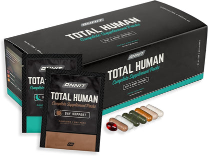 ONNIT Total Human Adult Multivitamin Comprehensive Capsule Packs with Day and Night Support, Daily Vitamin Packs for Men and Women,
