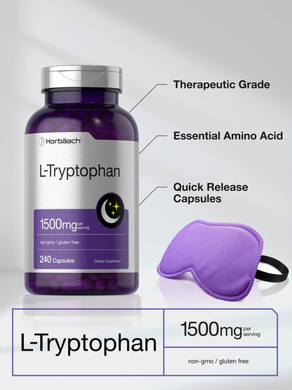 L Tryptophan 1500mg Capsules | 240 Count | Nighttime Formula | Non-GMO, Gluten Free HorbäachBuy Supplements Australia