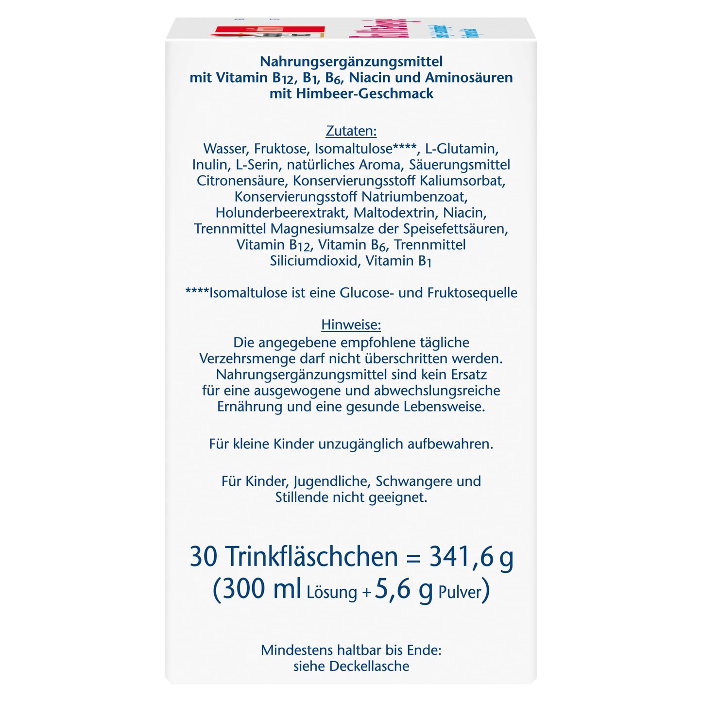 Doppelherz B12 Vita-Energie Raspberry Flavour | High dose with 450 μg vitamin B12 per drinking bottle - additionally with 3 other B vitamins - 30 drinking bottles