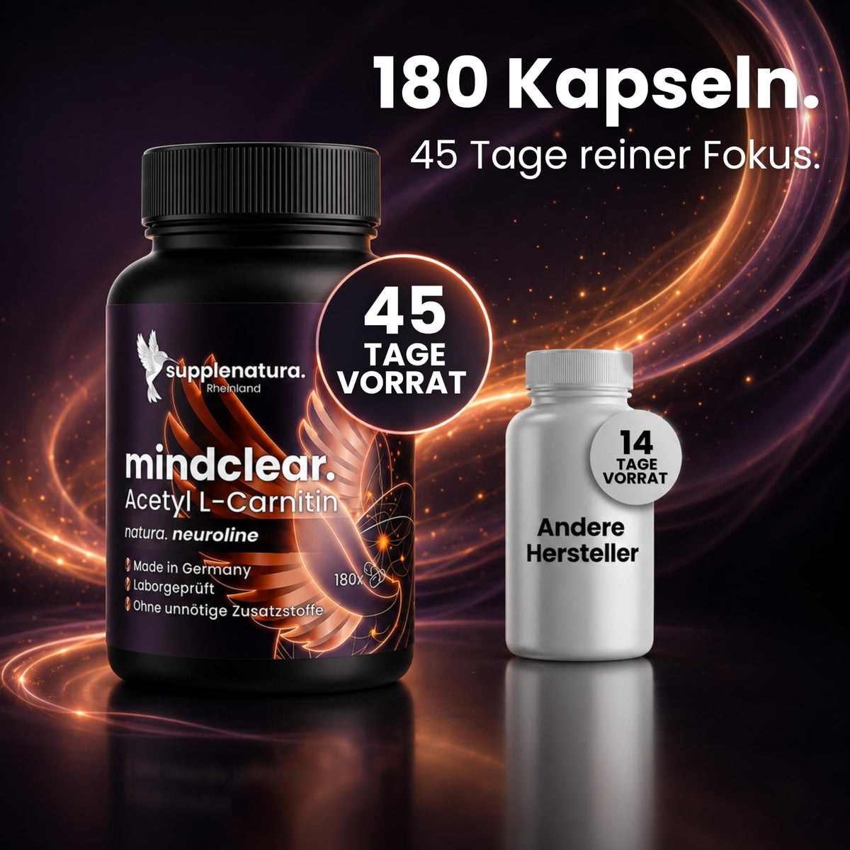 Supplenatura® Acetyl L Carnitine Capsules, Alcar, Neuroline | Laboratory tested quality, German manufacturing, clean label formula, long-term stock
