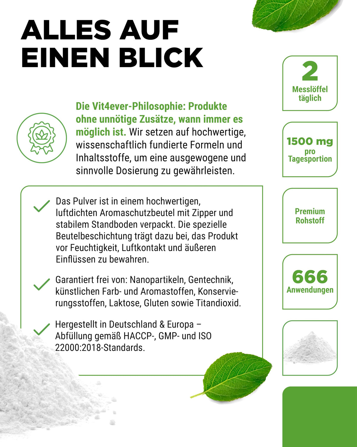 vit4ever Glycine Pure - 1000 g Powder - Naturally Sweet | Optimal dosage including measuring spoon, bioactive L-shape (L-glycine), without additives, laboratory tested, vegan