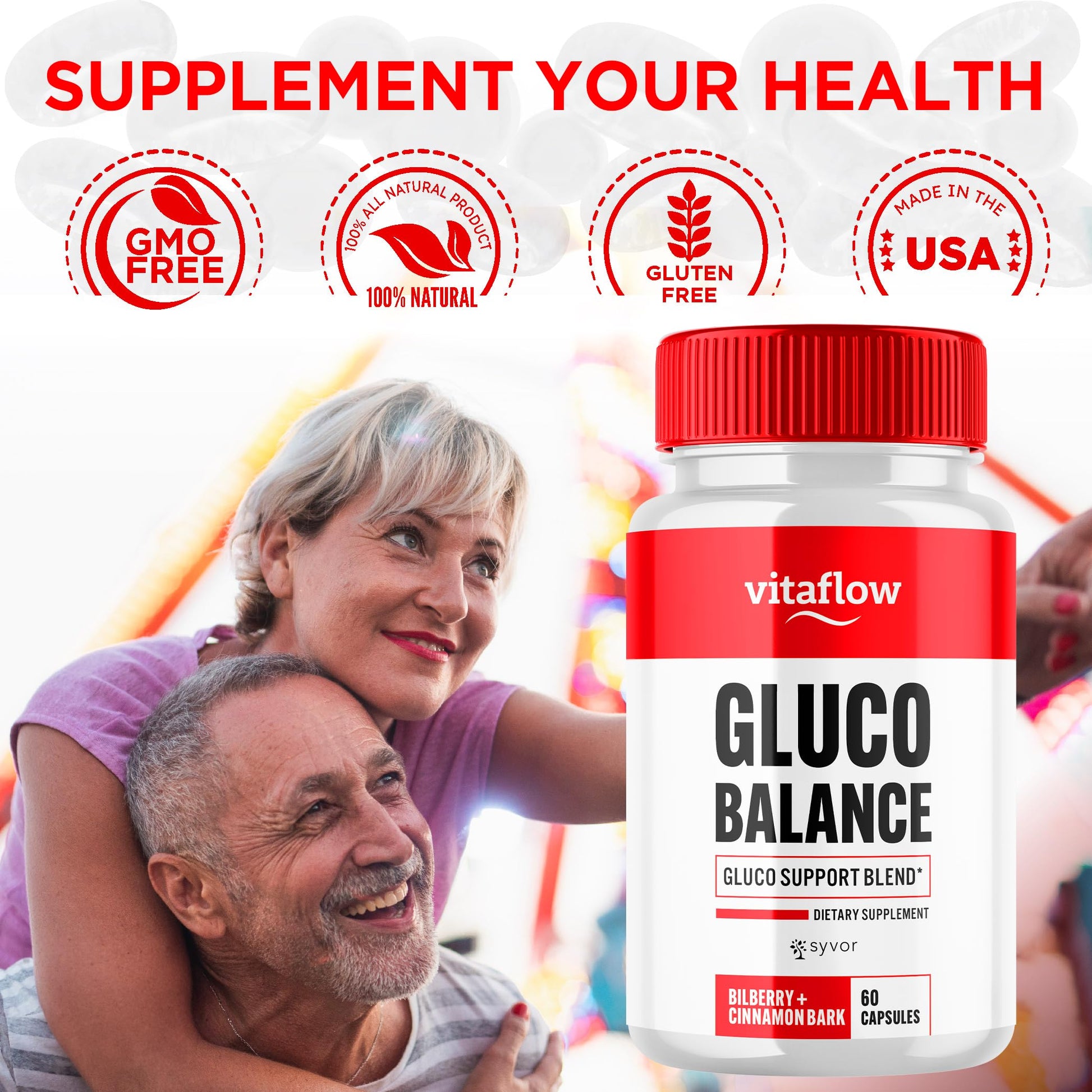 (3 Pack) Vitaflow Balance Support Supplement Capsules, Official VitaFlow Support Supplements Pills with All Natural Premium Ingredients, Vita Flow Advanced Glyco Balance for Men & Women (180 Capsules) SyvorBuy Supplements Australia