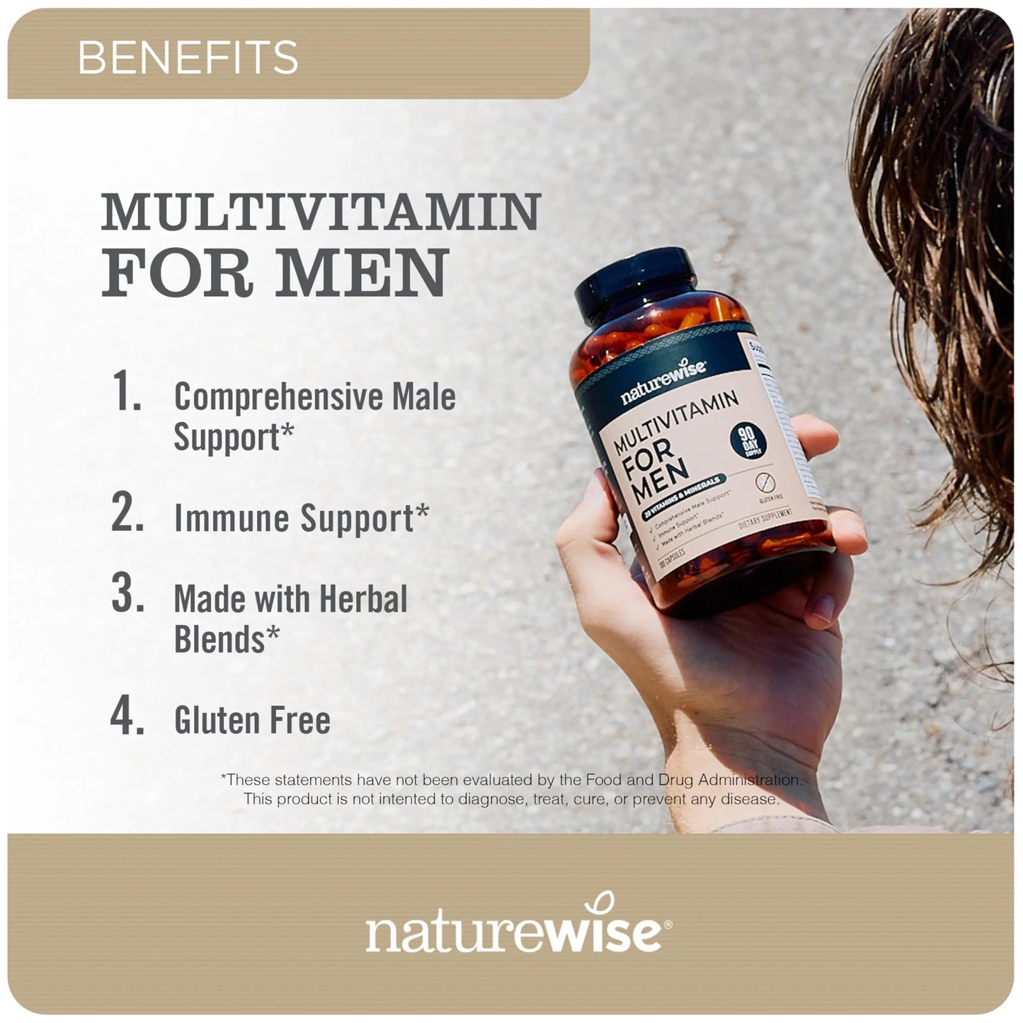 NatureWise [1] Multivitamin for Men - Non-GMO - 90 Capsules[45-Day Supply] + [1] Magnesium Glycinate 625mg - Chelated Magnesium - 30 Capsules[30-Day Supply] NatureWiseBuy Supplements Australia